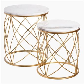 19 Sur Duo De Tables D Appoint Metal Or Marbre N 4 Goldy