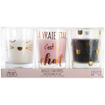 Coffret de 3 bougies Chat Dites avec des mots