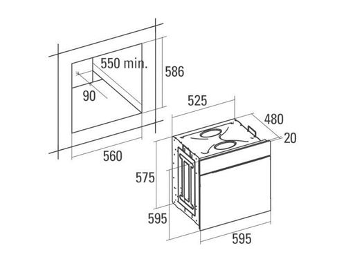 CATA CM 760 AS BK - Four - intégrable - niche - largeur : 56 cm - profondeur : 50 cm - hauteur : 58.6 cm - avec système auto-nettoyant - classe A - inox et verre noir