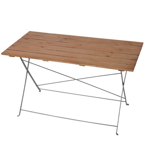 Table de jardin ou de brasserie Berlin, pliable, bois huilé, 120x60x70cm ~ nature