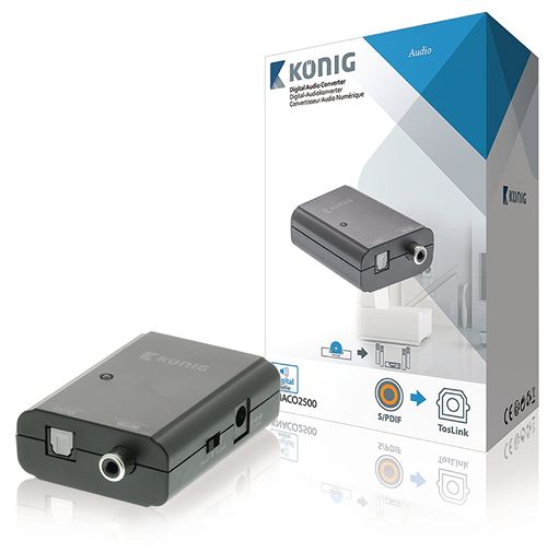 König Roi, omvormer 1 x S/PDIF Audio Numérique – TOSLINK FEMELLE (donkergrijs)