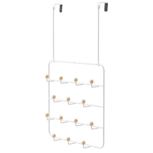Patère de porte 14 accroches en bois et métal blanc 60. 3x10. 8x36. 2cm estique
