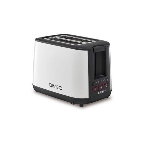 Simeo Gpt200-grille Pain 2 Fentes-1000w-reglages Electroniques-chauffe Viennoireries-ramasse Miettes-noir Graphite Et Blanc Laqu