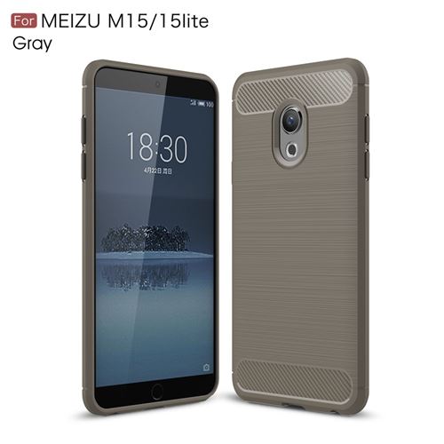 Coque en TPU fibre de carbone gris pour votre Meizu 15 Lite
