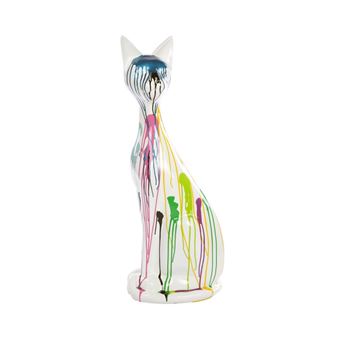 Statue Chat Design Multicolore Fond Blanc En Resine Thibaut 95 Cm Achat Prix Fnac