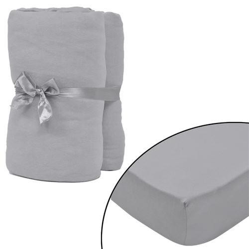 vidaXL hoeslaken 2 st katoen jersey 160 g/m2 120x200-130x200 cm grijs
