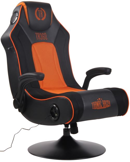 Chaise Gaming Sonore Multimédia pivotante Nevers Hauts-parleurs Port USB Caisson de basse intégrés - Couleur Noir/Orange