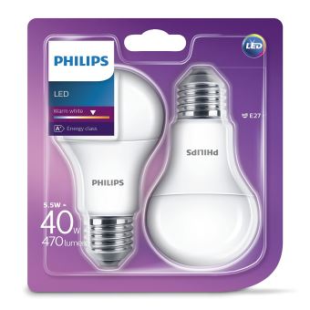 Philips Ampoule LED à culot à vis E27 6 W 230 V Blanc chaud surface effet givré , Synthétique, E27, 5.5 wattsW 240 voltsV - 1