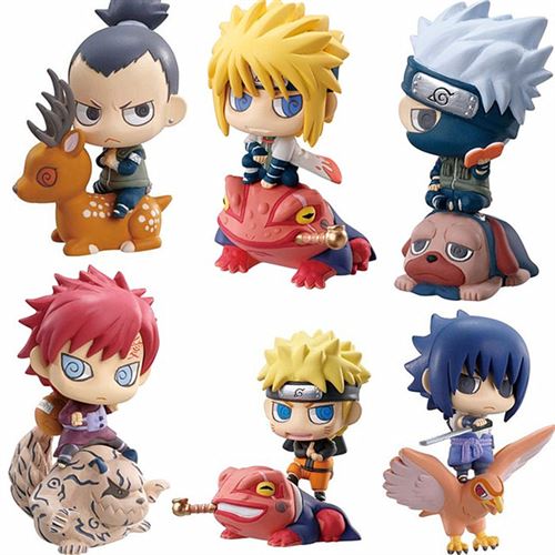 Set de 6 pièces Figurines Naruto Namikaze Kakashi Sasuke Nara Gaara 6 cm