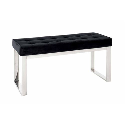 Paris Prix - Banc Design En Velours noja 100cm Noir & Inox