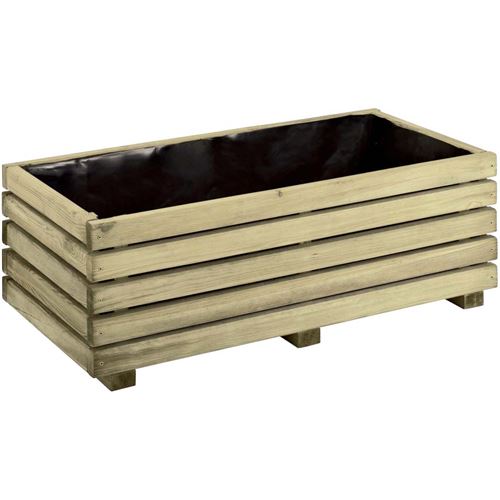 Jardipolys - Jardinière en pin traité autoclave avec film de protection Kub 80 cm
