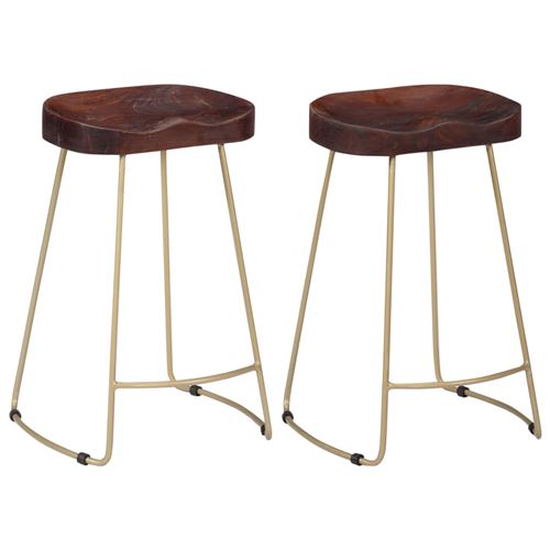 vidaXL Tabourets de bar Gavin 2 pcs 46x38x52cm Bois de manguier solide