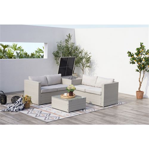 Silang Gris Clair Salon De Jardin En Resine Tressee 4 Personnes