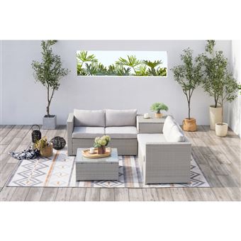 Silang Gris Clair Salon De Jardin En Resine Tressee 4 Personnes
