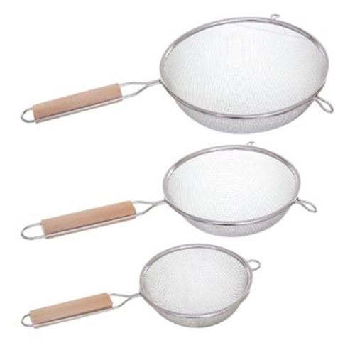 Ac-Déco Inox Five Simply Smart - Lot De 3 Passoires & Bois "Sieve" 35Cm Argent
