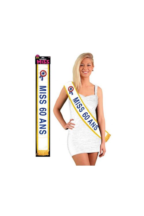 Echarpe humoristique miss 60 ans bleue