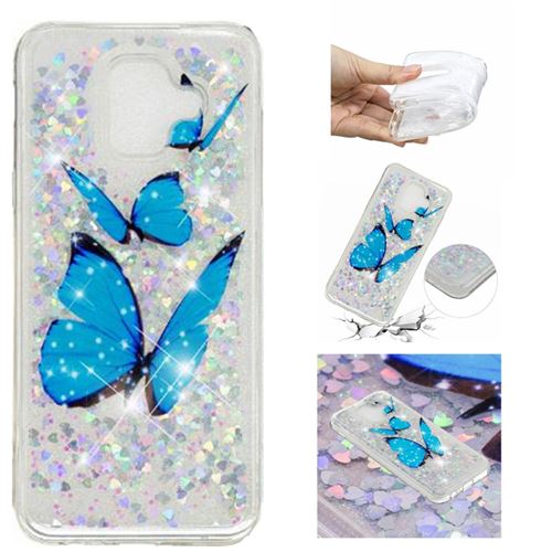 Coque en TPU sables mouvants pattern papillons bleus pour votre Samsung Galaxy A6 (2018)