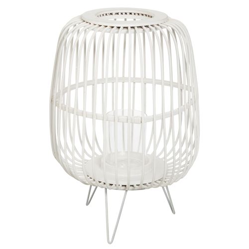 Lanterne en bambou Eté Indien - H. 36 cm - Blanc