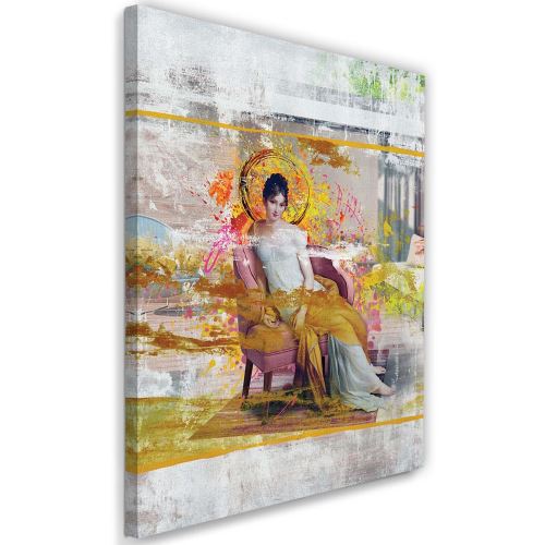 Feeby Tableau toile Image Décoration murale, Dame dans une chaise 50x70 cm