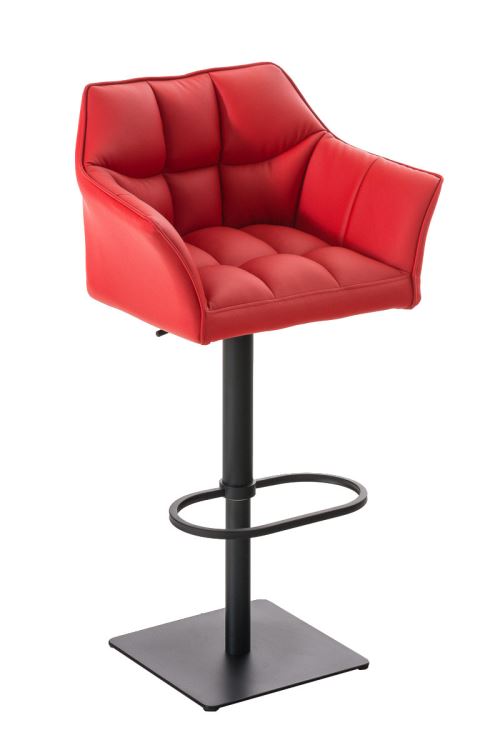 Tabouret de bar Damaso en similicuir - Piètement Noir - Siège Rouge