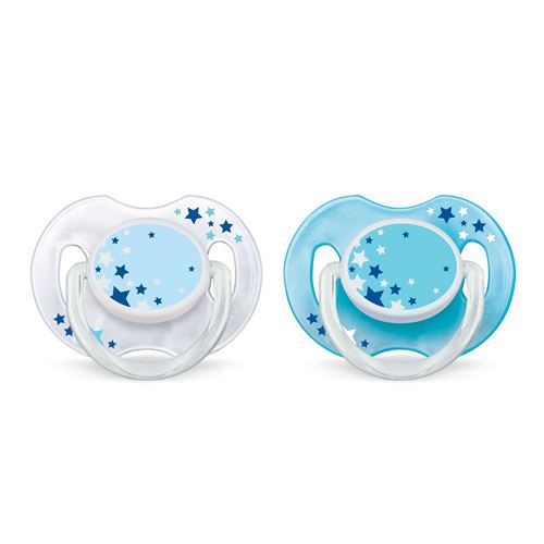 Philips Avent Lot de 2 sucettes nuit 0-6 mois - Turquoise
