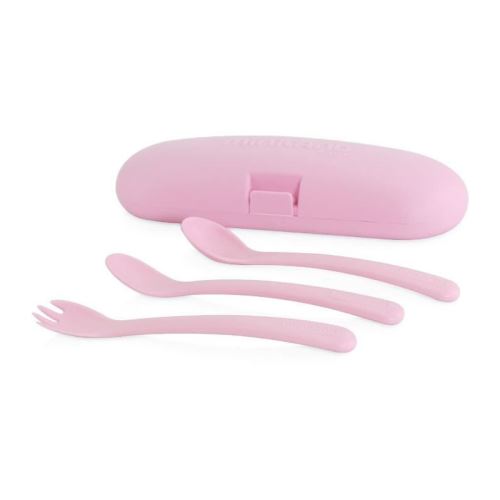 MINILAND - Set pratique de couverts anatomiques évolutifs avec housse de protection, Picneat rose