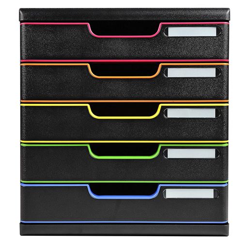 Exacompta Modulo A4 Lot de 5 Tiroirs Noir/Arlequin