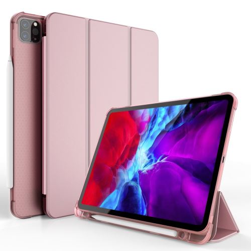 Etui en PU + TPU triple avec support et porte-stylo or rose pour Apple iPad Pro 11 pouces (2020)