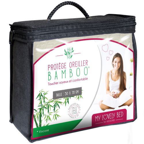 Mylovelybed – protège oreiller 50x70cm - viscose de bambou – soyeux et confortable - fermeture par zip - forme rectangulaire
