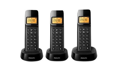 Philips D1403B - Téléphone sans fil avec ID d'appelant/appel en instance - DECTGAP + 2 combinés supplémentaires