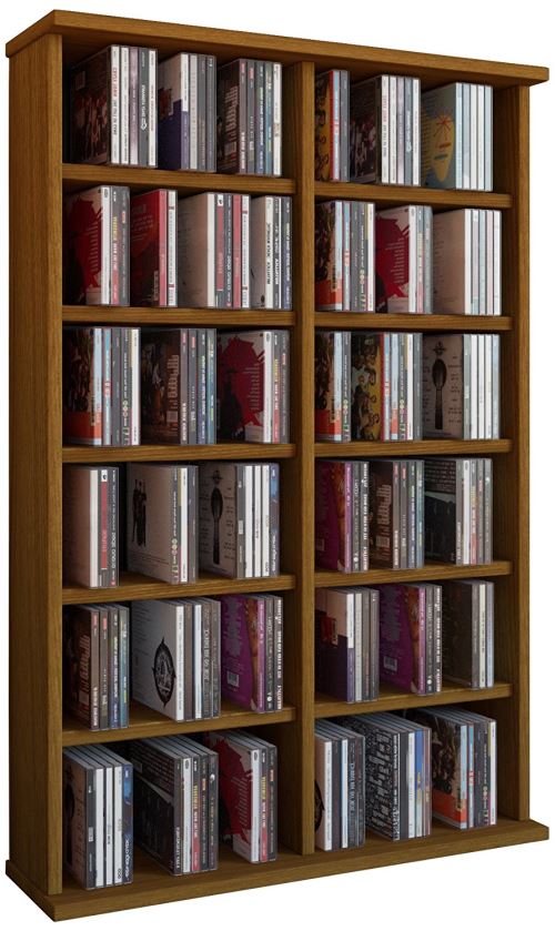 VCM 50442 Ronul Tour pour CD 300 pcs DVD 130 pcs sans Porte en Verre Imitation Structure Bois Chêne Rustique