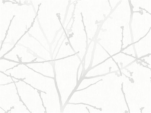 Paier peint vinyle grainé intissé motif branche 10x0.52m INNOCENCE Blanc