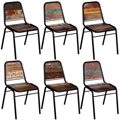 vidaXL Chaises de salle à manger 6 pcs Bois de récupération solide