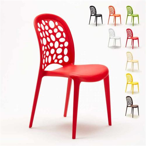 Chaise salle à manger café bar restaurant jardin polypropylène empilable Design WEDDING Holes Messina, Couleur: Rouge