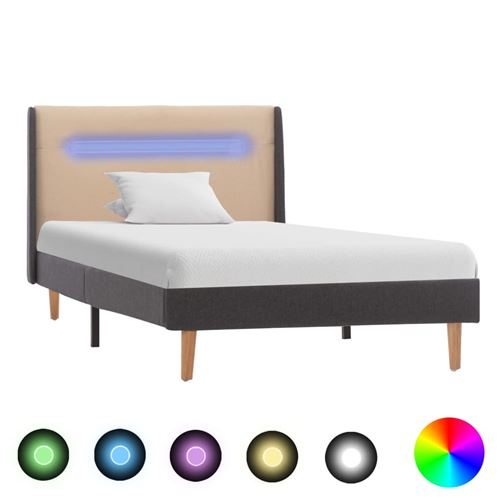 vidaXL Cadre de lit avec LED Crème Tissu 100 x 200 cm