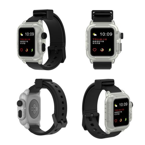 Bracelet en silicone WISETONY remplacement pour Apple Watch Series 2/3 42mm - Noir&Lumineux