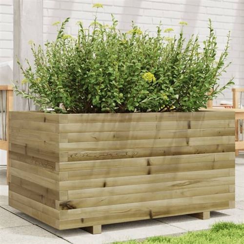 Non Communiqué Marron Vidaxl Jardinière 90X60x49,5 Cm Bois De Pin Imprégné, Jardinière D'extérieur, Bac À Fleurs, Boîte À Plantes, Jardinière De 847387 - Image 1