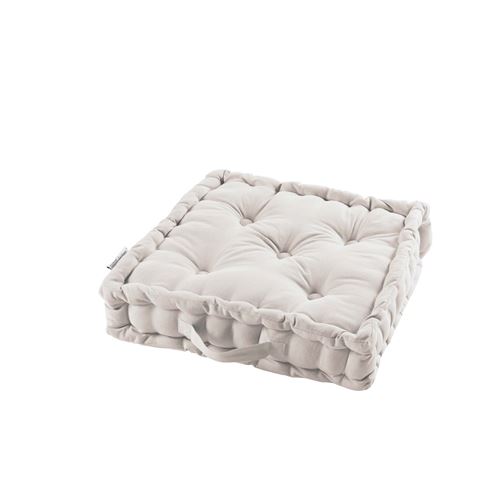 Coussin de sol 60 x 60 x 10 cm coton uni panama Blanc
