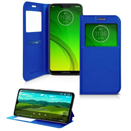Etui de protection porte carte pour Motorola Moto G7 Power -Bleu