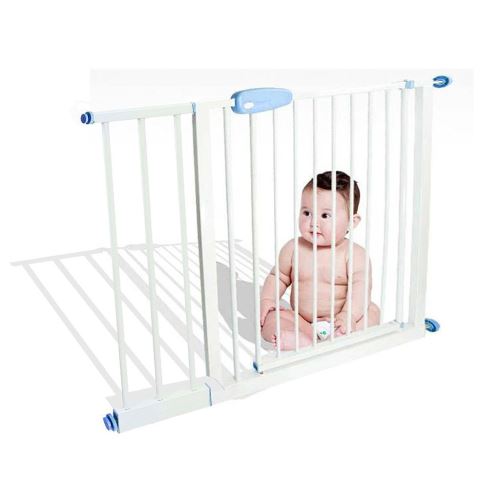 Todeco - Barrière de Sécurité pour Bébé, Barrière Ajustable pour Porte, 74 à 87cm, Blanc, Largeur: 74-87 cm