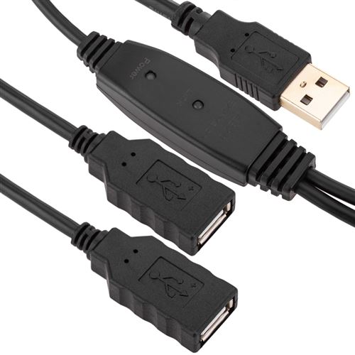 DA-73100-1, Digitus Rallonge de câble Fiche USB A - Prise USB A 10m Noir