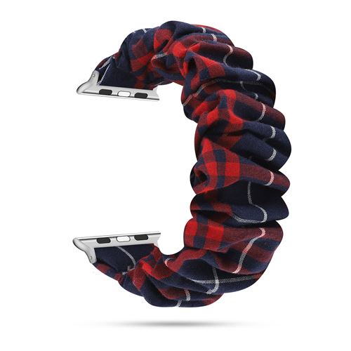 Bracelet de montre en tissu élastique pour Apple Watch Series 6/ SE/ 5/ 4 44mm - Rouge&Bleu