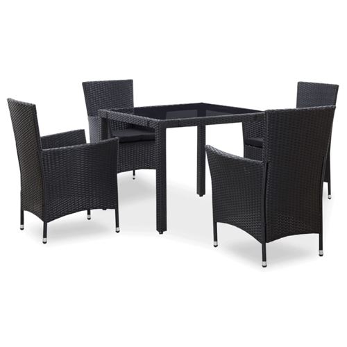 Vidaxl Noir Ensemble À Manger D Extérieur 5 Pcs Résine Tressée - Image 1