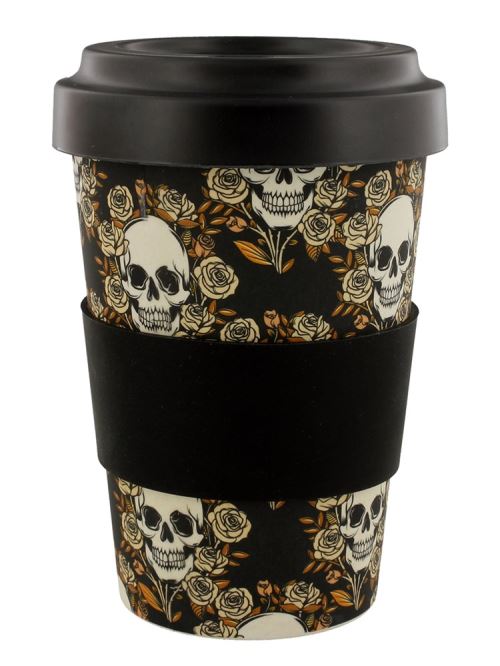 Tasse de voyage Skulls & Roses Bambou biodégradable écologique noir