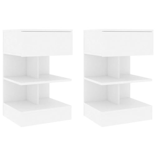 VIDAXL - Table de chevet - Blanc - 40x35x65 cm - Lot de 2 - Image 2