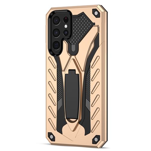 Coque pour Samsung Galaxy S22 Ultra avec Support Pliable Etui Frusde Anti-poussière Anti-chute - Or