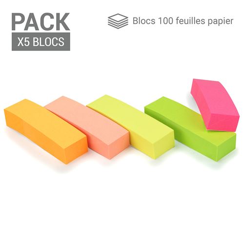 500 Marque-pages adhésifs repositionnables néon pack 5 blocs
