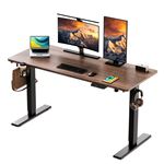 Bureau électrique assis-debout 120x60 cm – Hauteur réglable – Mémoire & anti-collision – Ports USB-A & Type-C – Finition bois noyer