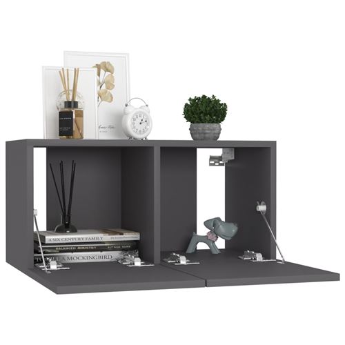 vidaXL Meuble TV suspendu Gris 60x30x30 cm