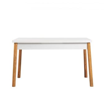 Table a manger - COSTA - Rectangulaire - 4 personnes - 120 x 77 x 75 cm - Pin atlantique / Blanc - 1